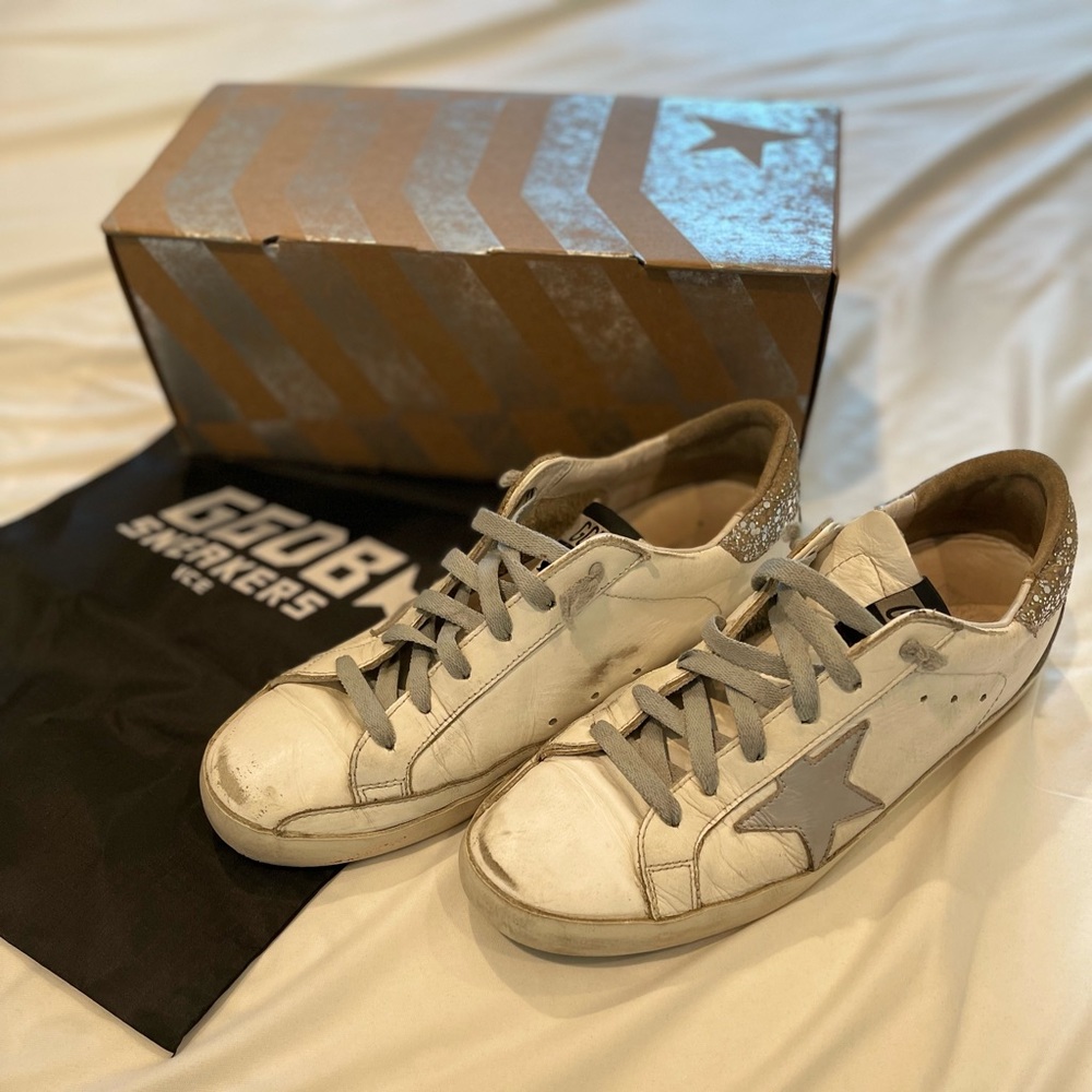 Golden Goose Superstar with Glitter. Size 40. G35WS590. Authentic.